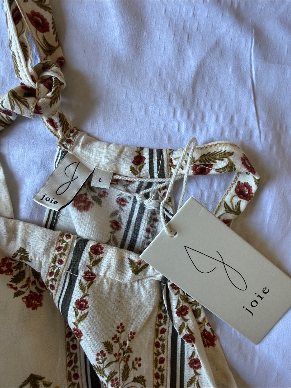 Joie Cream Floral Stripe Tie-Shoulder Camisole - Picture 7 of 8